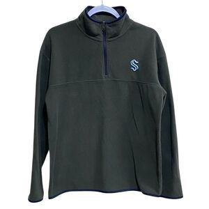 Seattle Kraken NHL Quarter-Zip Fleece Pullover Gray Blue Trim Size M 8/10